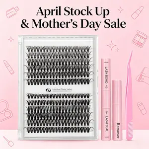 Lash Clusters Kit Natural Individual Lashes Wispy Eyelash Extensions 10-16mm DIY Lash Extension Kit Lash Bond and Seal Waterproof, Lash Applicator, Thick False Eyelashes Kit，#Summervibes