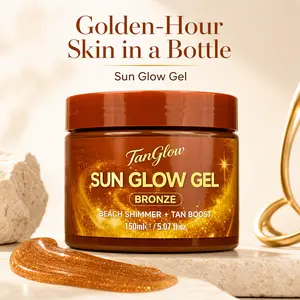 TanGlow Sun Glow Gel (5.07oz) - Tanning Accelerator for for Sun-Kissed Glow, Smooth Instant Golden Shimmer, with Coconut Oil, Carrot Seed Oil, Vitamin E & Jojoba Oil