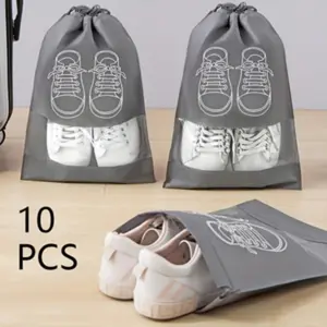 10-Pack Travel Shoe Bags, Lightweight Transparent, Perfect for Shoes & Luggage Organization, Compact Design, High-Quality Material, Durable Construction