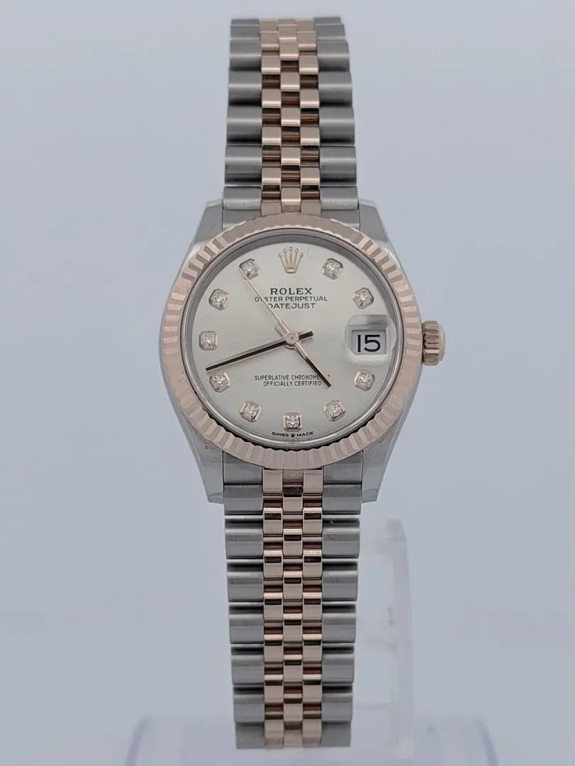 Rolex Datejust 31 278271 Silver Diamond Dial 31mm 2021-26 Automatic Fluted Bezel Stainless Steel & 18K Everose Gold Jubilee Bracelet Naked