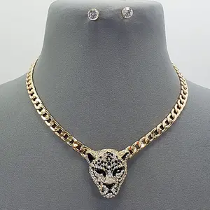 Crystal Leopard Pendant Necklace