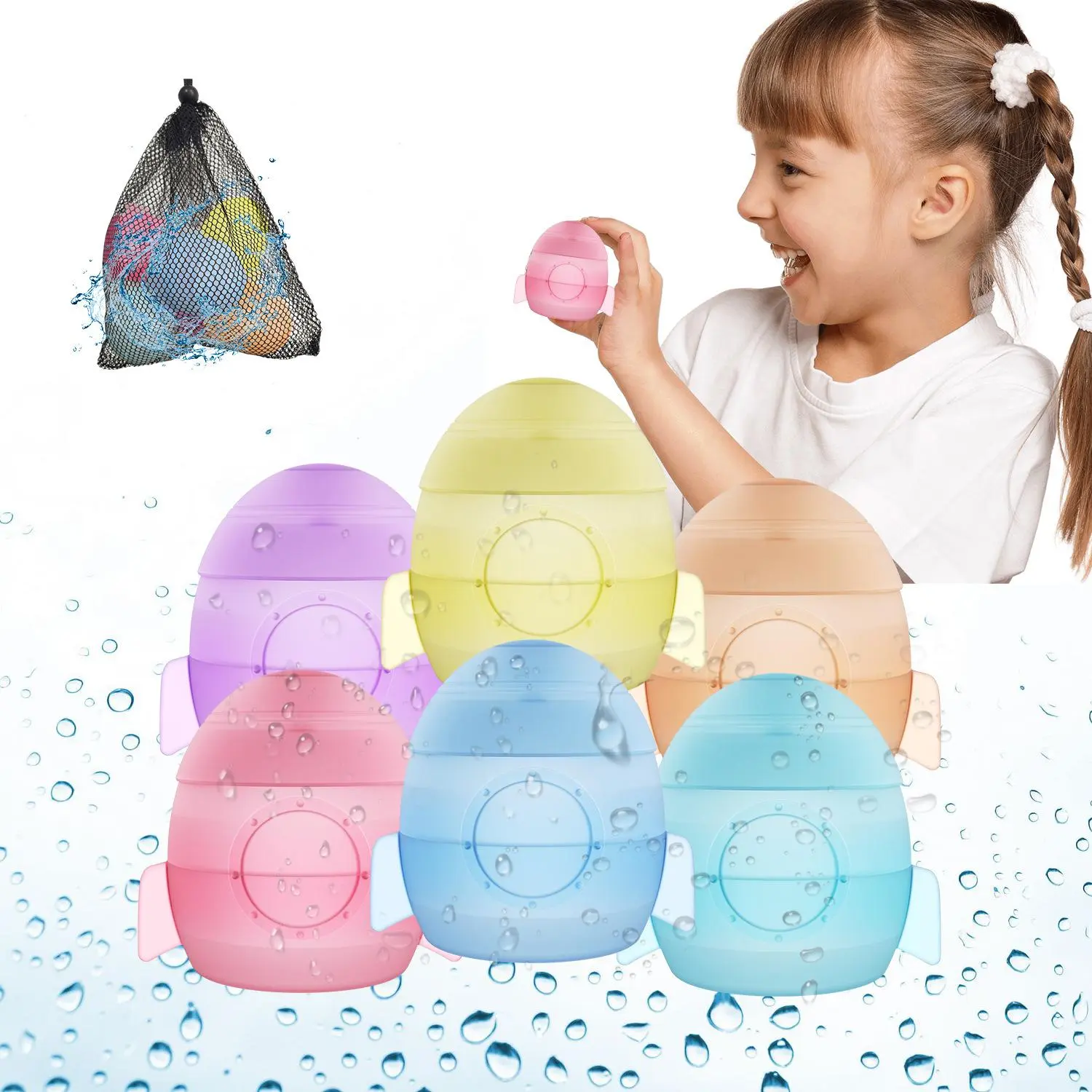 Reusable Water Balloon, 6pcs Water Refillable Water Balloon Toy, Silicone Water Balloon, Water Balloon for Pool Beach Park