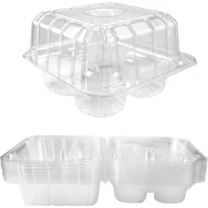 40 Pack 4-Compartment Clear Plastic Cupcake Boxes 4-Cavity Cupcake Holders Clear Cupcake Containers (20)