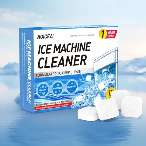 Ice Maker Cleaner Tablets - 12pcs Descaling Tablets for Ice Machines, Safe Home Use, Compatible with All Ice Maker Types, Easy-Dissolve Formula for Automatic and Manual Cleaning, 180g Set