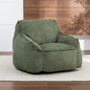 Giant Corduroy Bean Bag Chair Sofa with Armrests and Included Filler, Comfy Lazy Couch for Adults, Ideal for Bedroom, Living Room Indoor Furniture