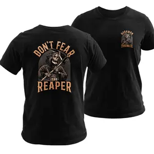 Don’t Fear The Reaper Shirt, Grim Reaper Holding a Shovel Graphic Tee, Funny Workwear Skeleton Shirt for Construction and Blue Collar Crews