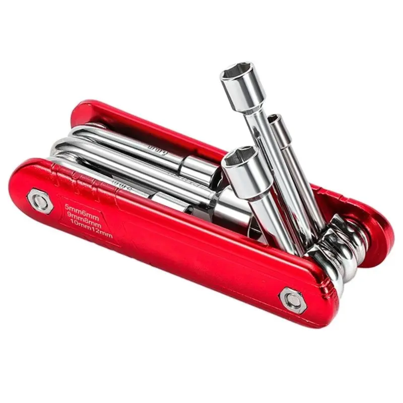 6-In-1 Folding Socket Wrench Set, Hex Socket Wrench Kit, Foldable Socket Wrench, Chrome Vanadium Steel Handle, Portable Aluminum Handle, Multifunctional Socket Wrench