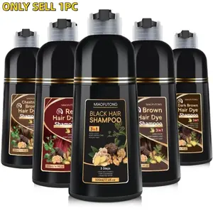 500ml 7-in-1 Hair Color Shampoo｜Family Size｜Colors, Cleanses & Nourishes in One Step｜Gentle Herbal Formula for Shine & Vibrant-Looking Hair｜5 Shades: Black, Brown, Dark Brown, Chestnut Brown, Red｜Nourishing Haircare Shampoo Hair Dye