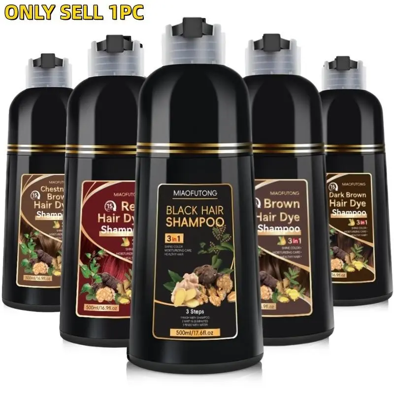 500 ml 7-in-1 Hair Color Shampoo, Family-Size Gentle Herbal Formula that Colors, Cleanses and Nourishes in One Step, 5 Colors Available, Nourishing Hair Care Hair Dye Shampoo, Hair Coloring, Haircare