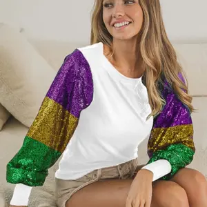 Long Sleeve Sequin Top - Women's Womenswear, Available in Various Colors, High-Quality Fabric - Shirts