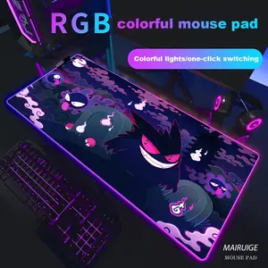 Large Anime Ghost Design RGB Gaming Mouse Pad with LED Backlight, 400x900mm High-Definition Print, Non-Slip Rubber Surface