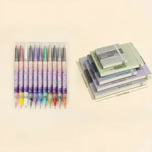 12 Colors Nail Art Pen Set & Mini Sketchbook Bundle, 12 Multicolor Acrylic Paint Markers with 5pcs Pocket Hardcover Blank Notebooks for DIY Nail Art and Travel Drawing Art Supplies
