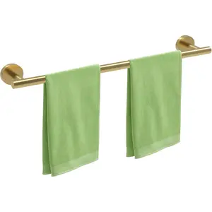 24 Inch Brushed Gold Towel Bar for Bathroom Wall, SUS304 Stainless Steel Bathroom Towel Rack Wall Mounted, Total Length 26-Inch Shower Towel Holder Rod, Modern Home Decor