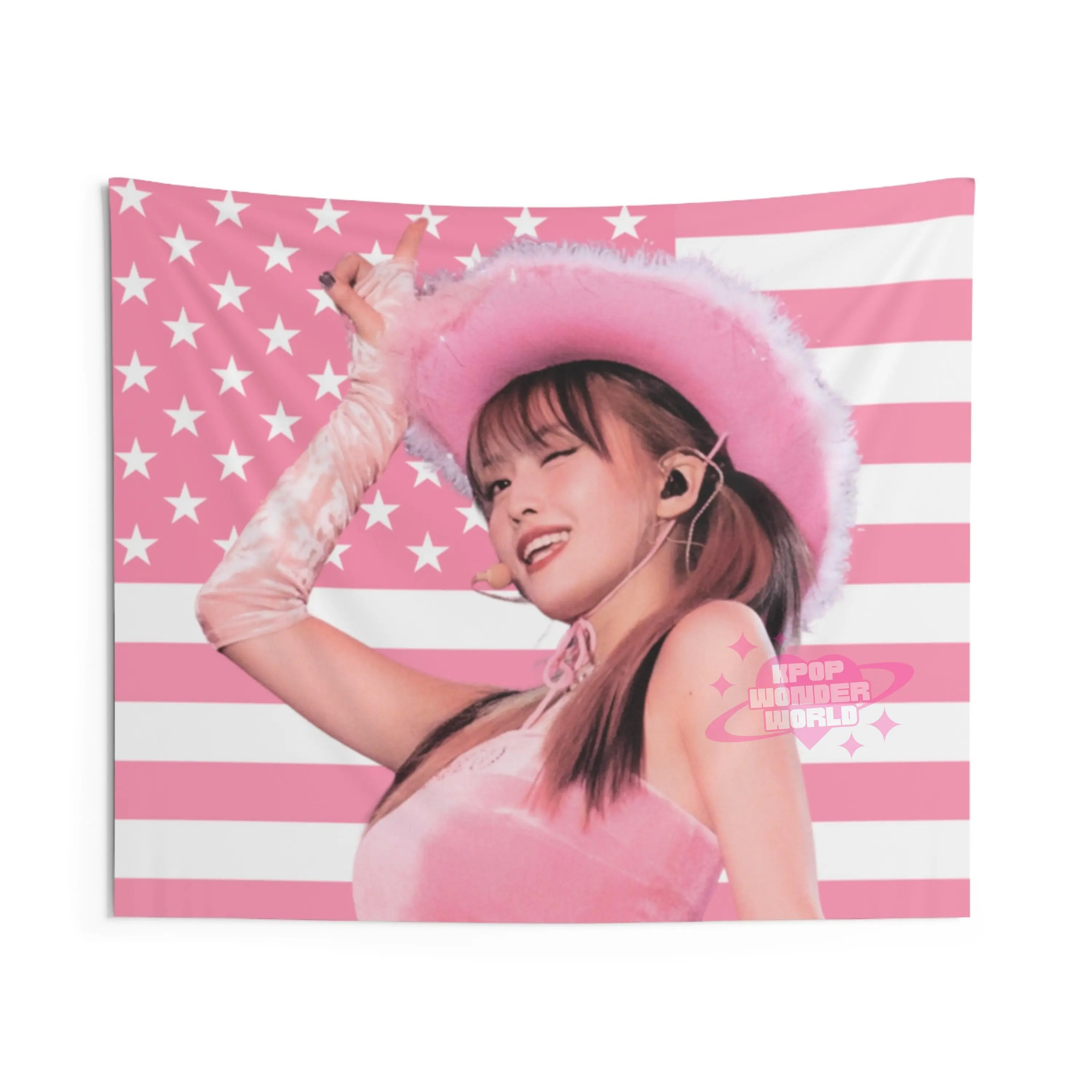 Twice Momo Pink America Flag Tapestry, Kpop Funny Room Merch, Gift for Twice Once Kpop Fan, Kpop Merch Twice Momo, Kpop Fan Merch Wall Decor