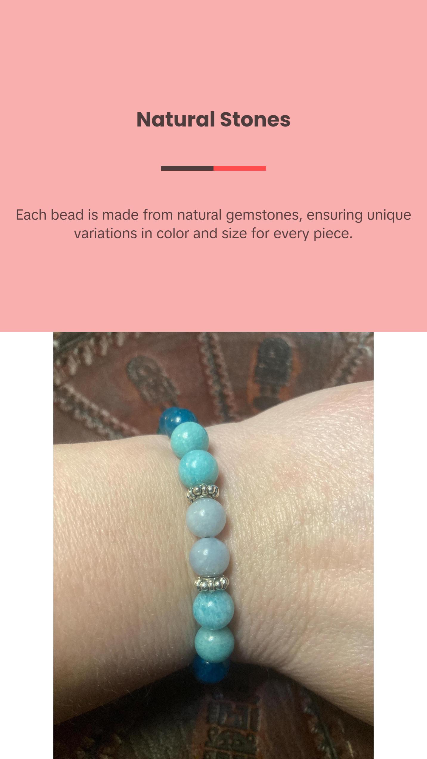 Chill Out Bracelet - Calming - Relaxing energy - Crystal Healing Jewelry - Aquamarine - Amethyst - Apatite - Amazonite - Tigers eye Crystal Gemstone