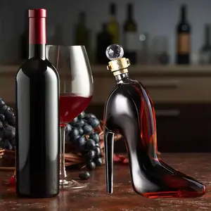 Elegant High Heel Wine Glass & Decanter Set, Unique Design, Perfect Gift for Women, Fashionable Barware, Liquor Decanter Set, Thick Wine Bottle Whiskey Decanter