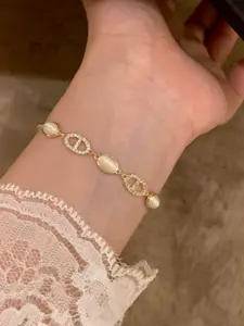 Elegant Rhinestone Pig Nose Cat Eye Stone Bracelet for Women, Luxury Style Jewelry, Perfect Birthday Gift for Girlfriend