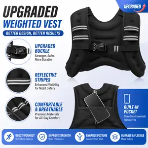 [Memorial Day Sale] Adjustable Weighted Vest for Men, 10/12/15/18LB Heavy Duty Rucking Vest for Strength Training, Running, Cardio, with Reflective Stripe & Secure Phone Pouch, Workout Gear for Home & Outdoor