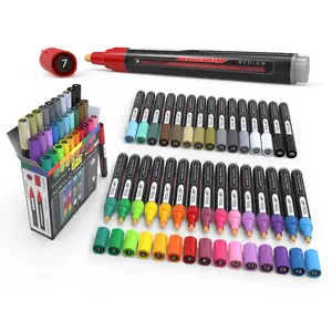 30 Essential Acrylic Paint Pens Assorted Color Set (3mm MEDIUM)