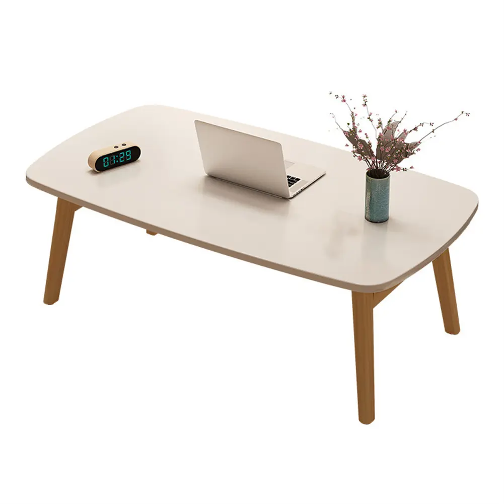 31.5" Wide Single User Office Table - Sturdy MDF Wood Grain, No-Assembly Portable Computer Table for Floor, Bed, Study Desk for Office & Home Use