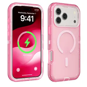 Three-in-One Transparent Magnetic Case for IP 17Promax 16Promax 15 14 13 - Three-Proof Anti-Drop Cover, Accessories, Smartphone Cellphone Shockproof
