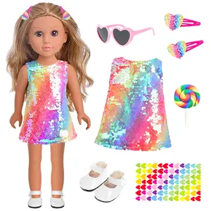 DEARBEI Gift Boutique 18 Inch Girl Doll, Fashion Doll with Fine Hair for Styling Clothes Pink Shoes and Accessories Princess Doll for Girls and Kids