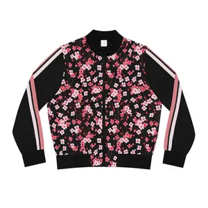 Black Floral Racer Women's Bomber Jacket