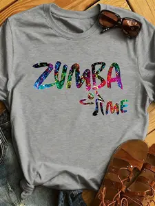 Women's Creative Iron-On Graphic Print Comfortable Casual Streetwear Summer Stretchy Slight Stretch Fit T-Shirt Fitted, Stylish Daily Wear, Perfect for All Seasons