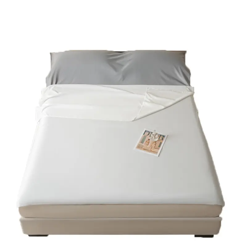 Ice Silk Sleeping Bag - 5-in-1 Design, Anti-Dirt Breathable Cooling Summer Bedding, Single/Double Multi-Size Options, Portable Travel-Ready Duvet Cover & Bed Sheet, Cheese with Fruit Green/Sky Blue with Cheese Colors