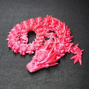 21" 3D Printed Silk Magenta Rose Dragon