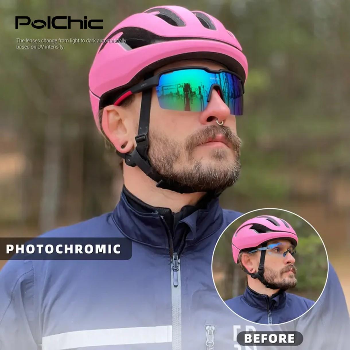 Photochromic Cycling Sunglasses: Auto-adapts to light, fits the face securely without slipping, for safe and comfortable cycling