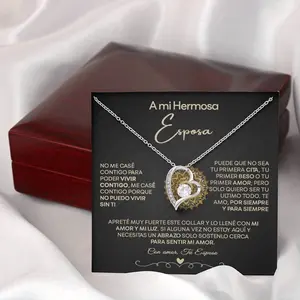 A Unique Gift EL REGALO PERFECTO A Mi Hermosa Esposa / Heart Necklace Message Card, Spanish