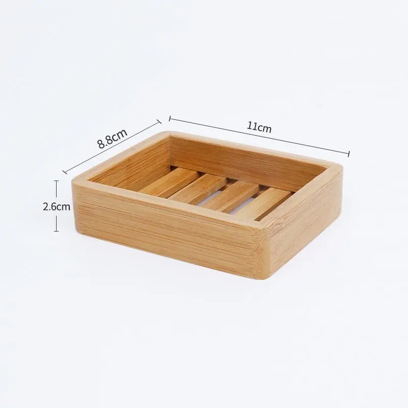 Mandelah Minimalist Wood Soap Dish with Water Draining Design, for Bathroom Shelves and Shower Use Wooden Bamboo Box