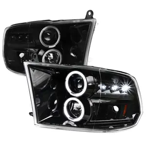 2009-2018 Dodge RAM 1500 / 2019-2021 RAM Classic / 2010-2018 RAM 2500 3500 Dual Halo Projector Headlights (Jet Black Housing/Clear Lens)