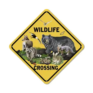 CROSSWALKS Wildlife Crossing Metal Sign Outdoor Sign, 8x8 inch warning caution sign