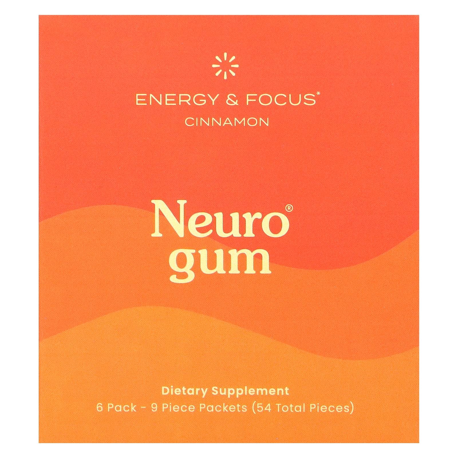 NeuroGum Energy & Focus, Cinnamon, 6 Packs, 9 Pieces Each