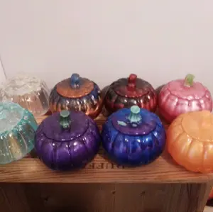 Hand poured custom colored resin pumpkins with lid Plastic