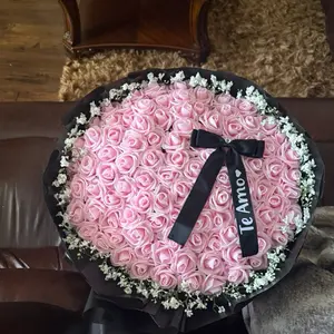 Te Amo Pink Foam Roses - 50-Count or 100-Count Artificial Flowers - Customizable for Birthdays, Anniversaries & Any Occasion