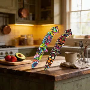 Artistic Graffiti Foldable Knife Spring Assist Full Size Comic Knife| Ideal for Kitchen Prep & Stylish Everyday Use Foldable Graffiti Utility Knife | Kitchen & Outdoor Essential  Colorful Pocket Knife Graffiti Print Folding Knife Artistic Culinary Knife