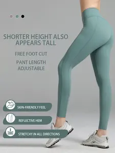 Tummy-Control and Butt-Lifting High-Waist Yoga Pants with Stretch, Ideal for Running and Yoga, Women's Wearable Shark Pants with Adjustable Length.