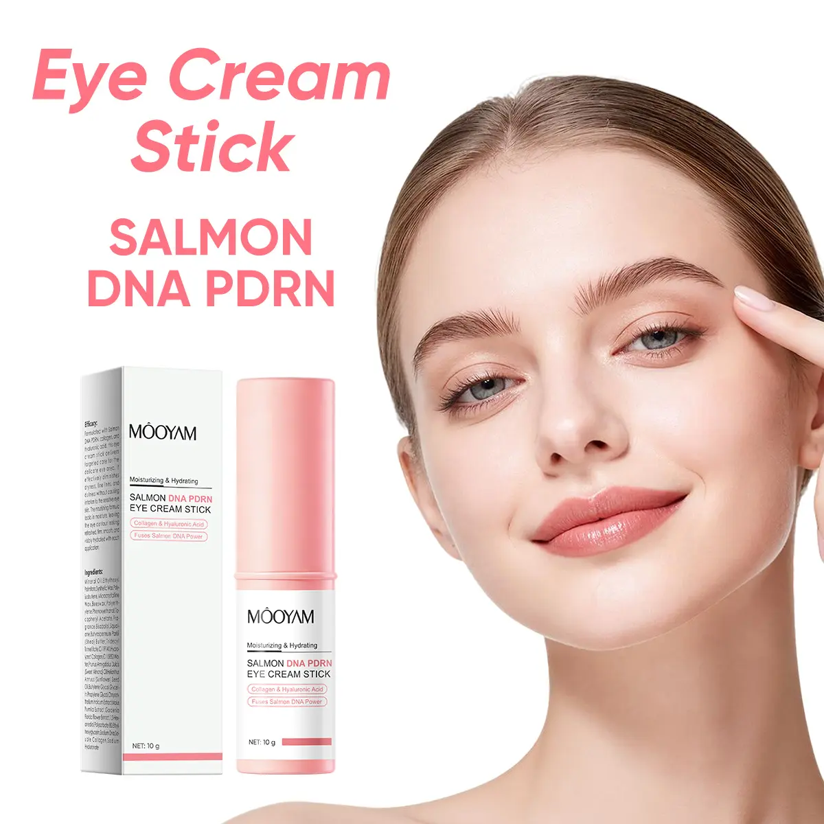 【MOOYAM】FDA-Certified PDRN Pink Collagen Volume Multi Balm - 1-In-1 Stick with PDRN Active, Volufiline, NAD for Pink Collagen Glow, Fine Lines, Firming, Anti-Aging - Korean Skincare for Under-Eyes, Lips