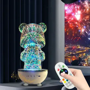 Hitozon Portable Bear Wireless Speaker with RGB Light Effect, Mini Speaker with 360° Rotation, Support Remote Control Operation, Suitable for Bedroom Night Lights, Ornaments, Holiday Gifts, Children's Gifts/Toys