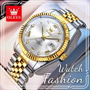 OLEVS 5680 Men's Luxury Alloy Business Dress Quartz Watch - White Dial with Roman Numerals, Inlaid Rhinestones, Large Date Window, Backlit Luminous Hands, 3ATM (30M - 50M) Water Resistant, 40mm Precise Timepiece, Premium Gift for Business Gentlemen
