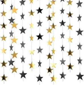 130 Feet Glitter Star Garland Banner Hanging Paper Decoration