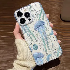 Jellyfish Pattern Phone Case, Decorative Clear Phone Protector Cover, Phone Accessories Compatible with iPhone 15 14 13 12 11 Pro Max