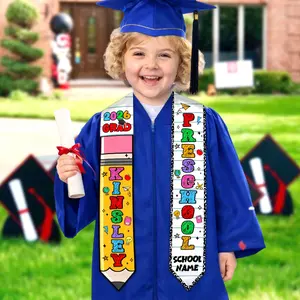 Personalized Prek Grad Pencil Graduation Stole with Name: Class Of 2026 Stole for Boy Girl, Preschool Graduate Sash, Toddler Grad Gifts