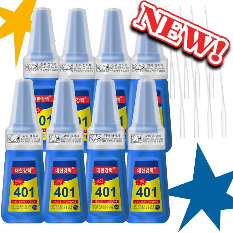 401 New Type Super Glue - Magic Glue, Ultra-strong Adhesive, Multi-Purpose, Clear, Fast Bonding, Non-Toxic, Shoe Glue, Wood Glue, Metal Glue, Nail Glu