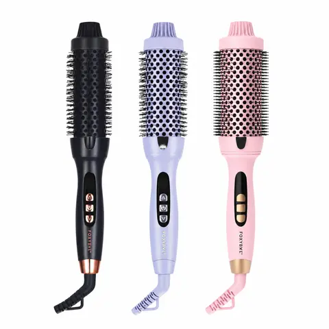 FoxyBae Hottie Hot Heated Round Brush – 1.25” & 1.5” Thermal Round Brush for Volume & Smooth Finish – Tourmaline Ceramic – Adjustable Digital Temperature Control