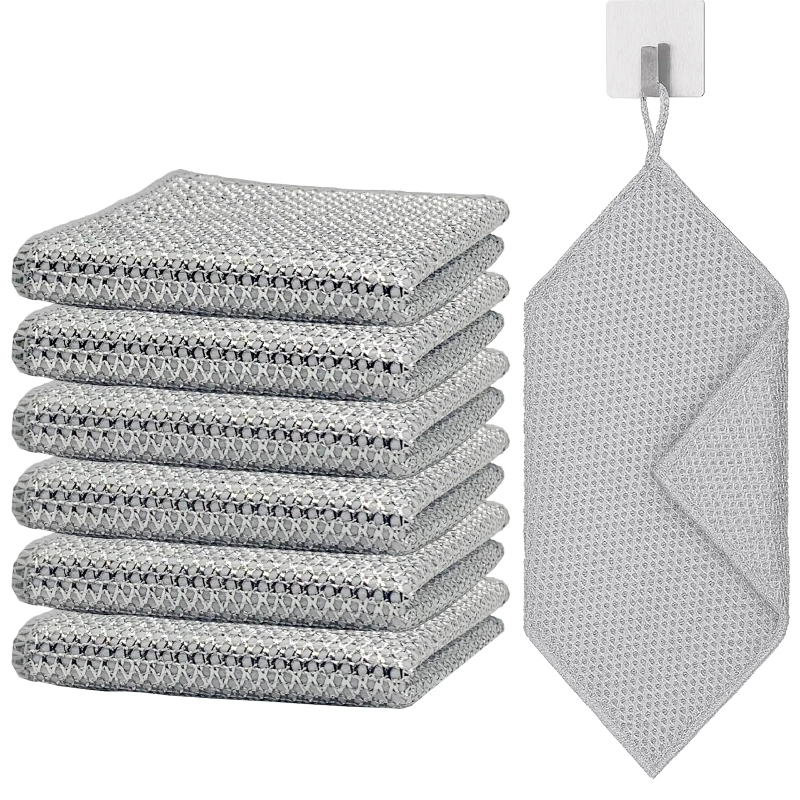 EcoNour 10-Pack Non-Scratch Wire Cloths - Eco-Friendly 3-Layer Reusable Cotton Multi-Purpose Long-Lasting Cleaning Cloths for Kitchen Rust Removal, Dishwashing, Multi-Purpose Cleaning Cloths, Non-Scratch Cleaning Cloths