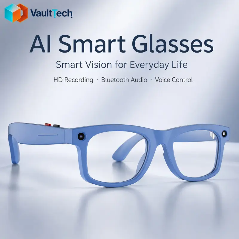 2026 AI Smart Camera Glasses, Video Recording Glasses, Glasses With Camera, 1080P EIS Anti-Shake Video, AI Image Recognition, Voice Control, Bluetooth Audio Calls, Wi-Fi Transfer, Magnetic Charging, Lightweight Eyewear for Travel, Vlog, Daily Use